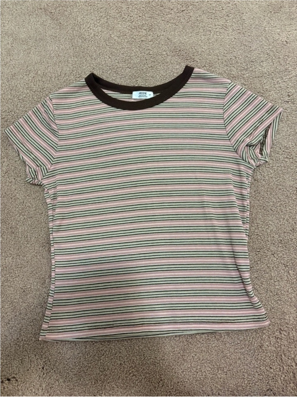 3 for $14 Ardene Striped tee with Pink and Green Stripes size small